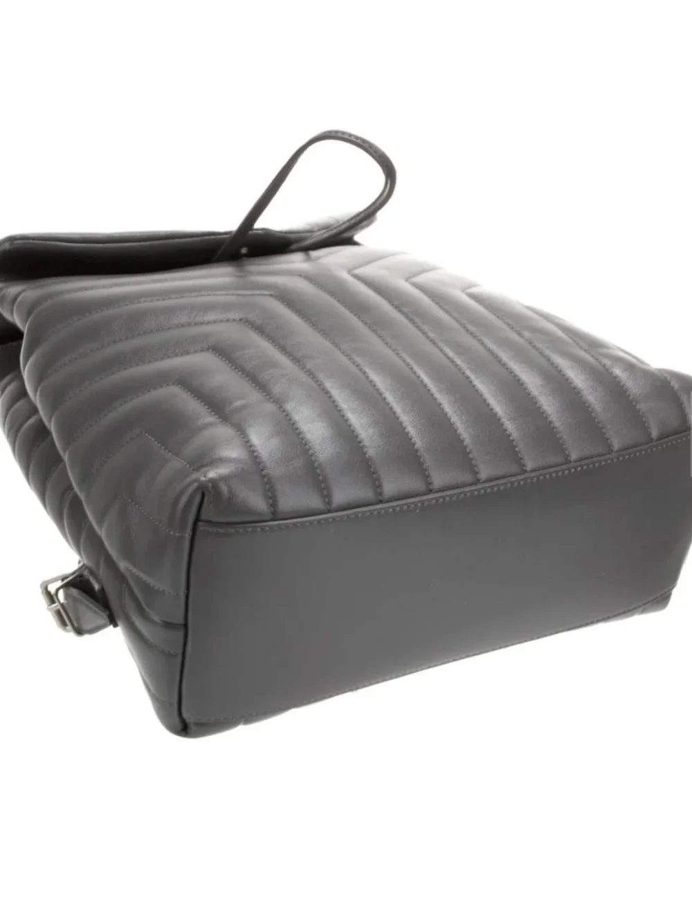 Authentic Saint Laurent Gray Medium Chevron Leather Backpack